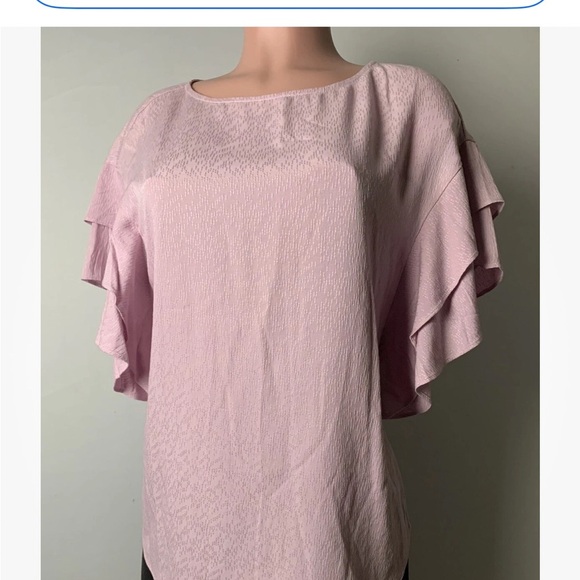 Chicos Women’s top shirt blouse Ruffle Solid Short-Sleeve Soft Lilac Size 0 - Picture 2 of 12